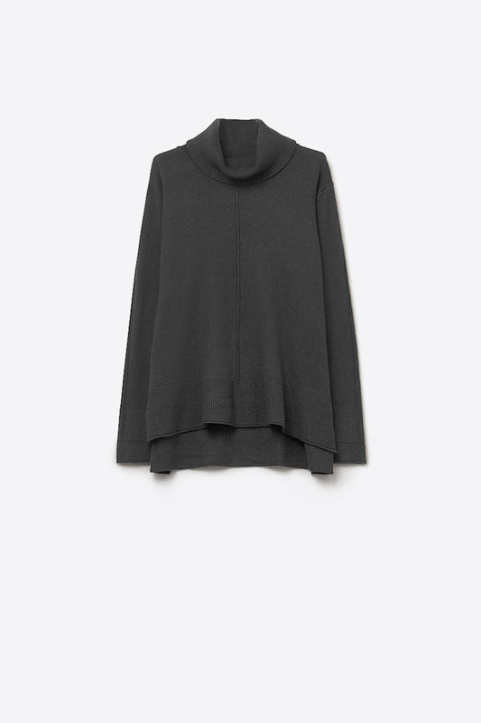 Q2 Pull oversize à col roulé en noir