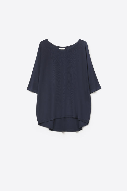 Q2 Pull oversize en marine avec manches coudées