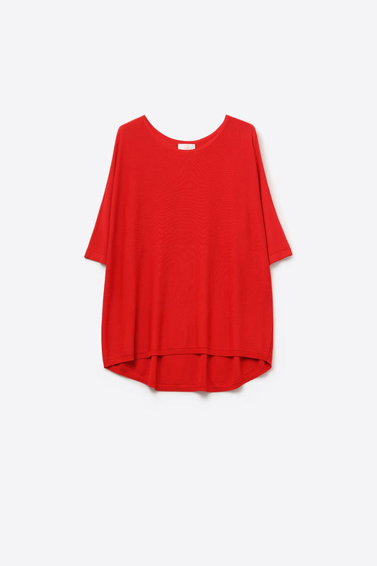 Q2 Pull oversize en rouge avec manches coudées