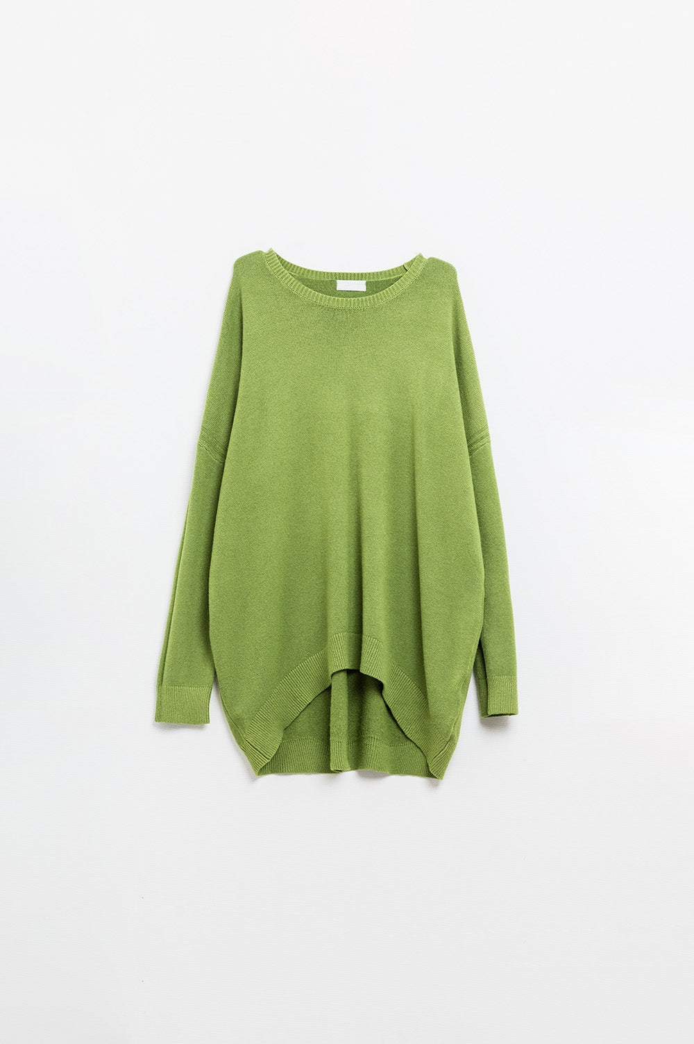 Pull oversize à col ras du cou et à manches longues en vert olive