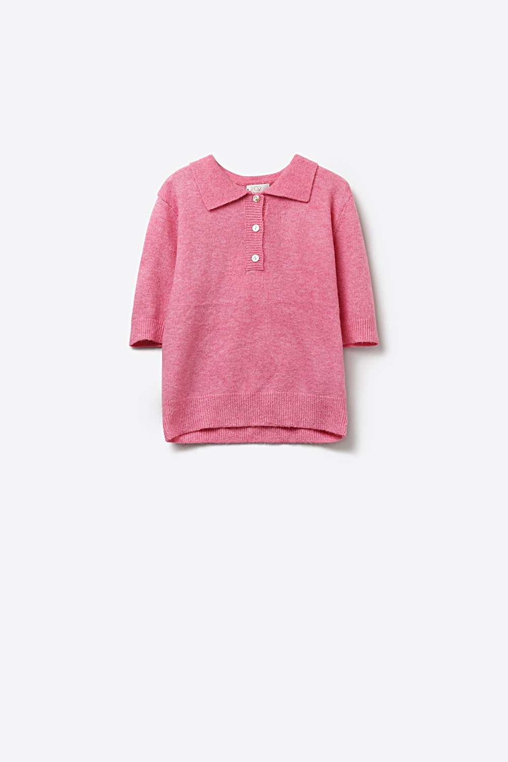 Pull polo en maille douce et duveteuse rose