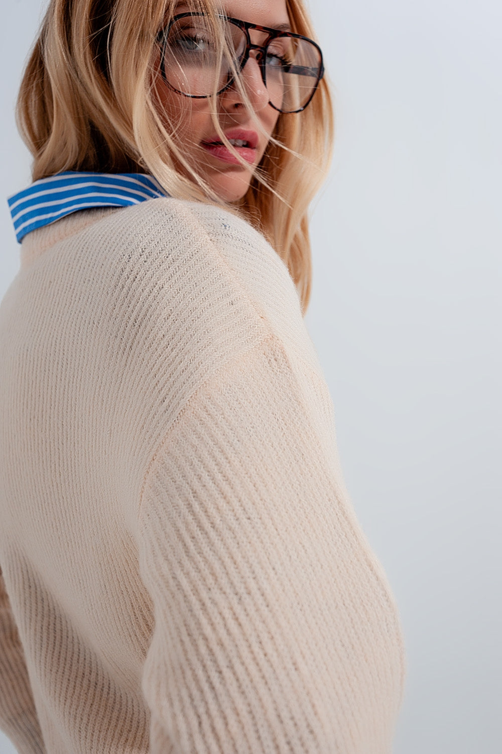 Pull ras de cou en beige