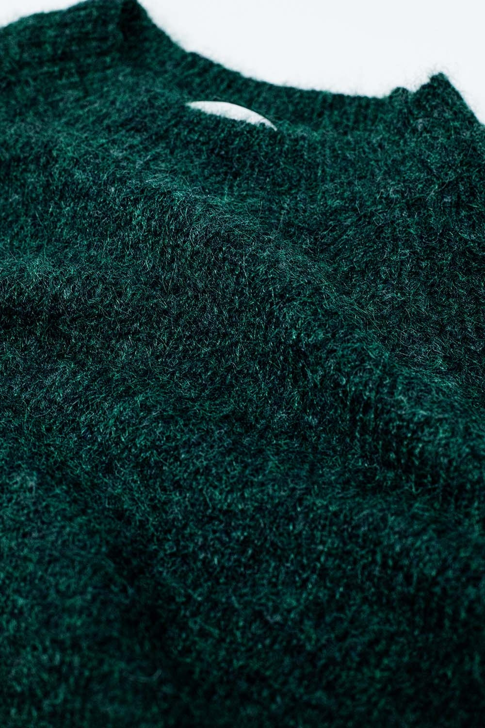 Pull ras du cou en tricot basique vert émeraude