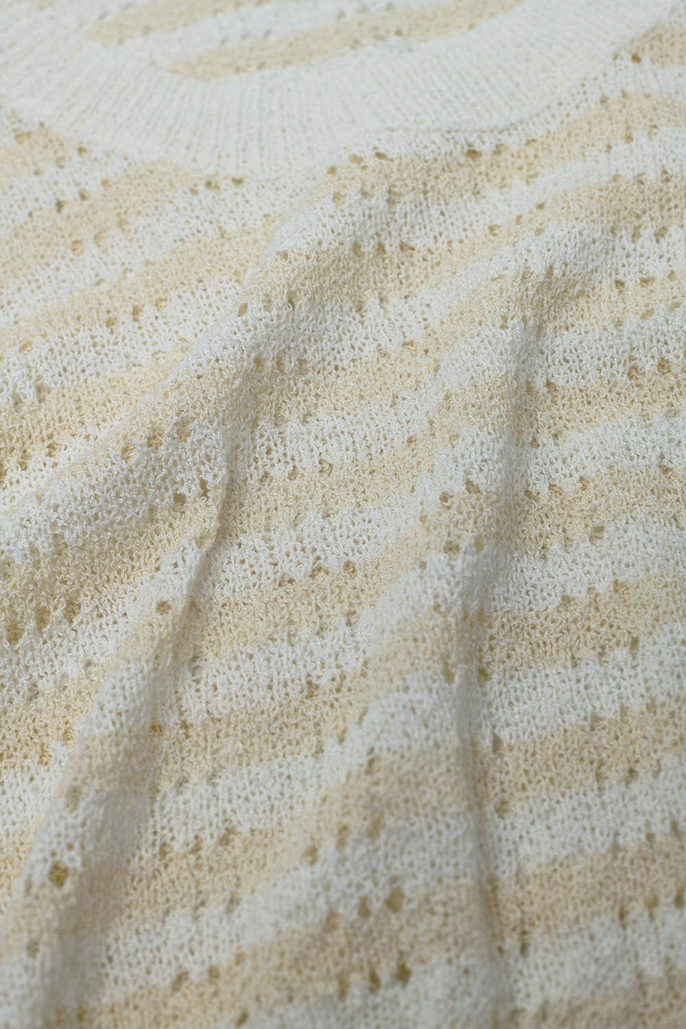 Pull sans manches à rayures en tricot ouvert cream et blanc