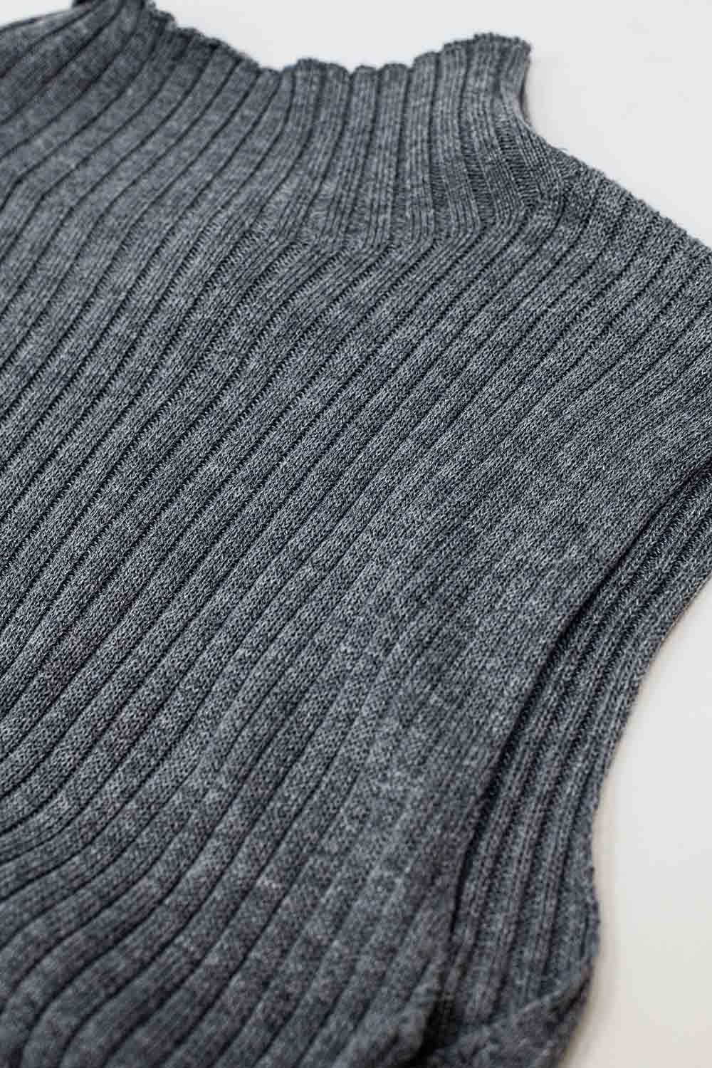 Pull sans manches en laine à maille fine gris