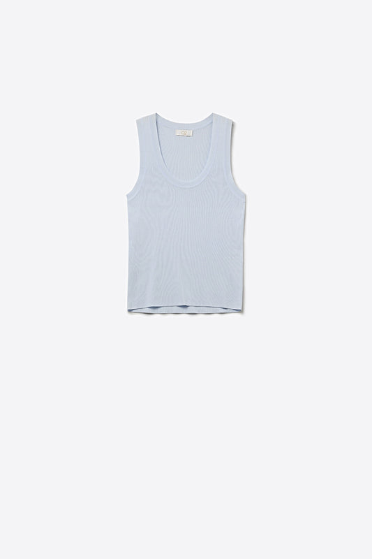 Q2 Pull tricoté côtelé bleu clair