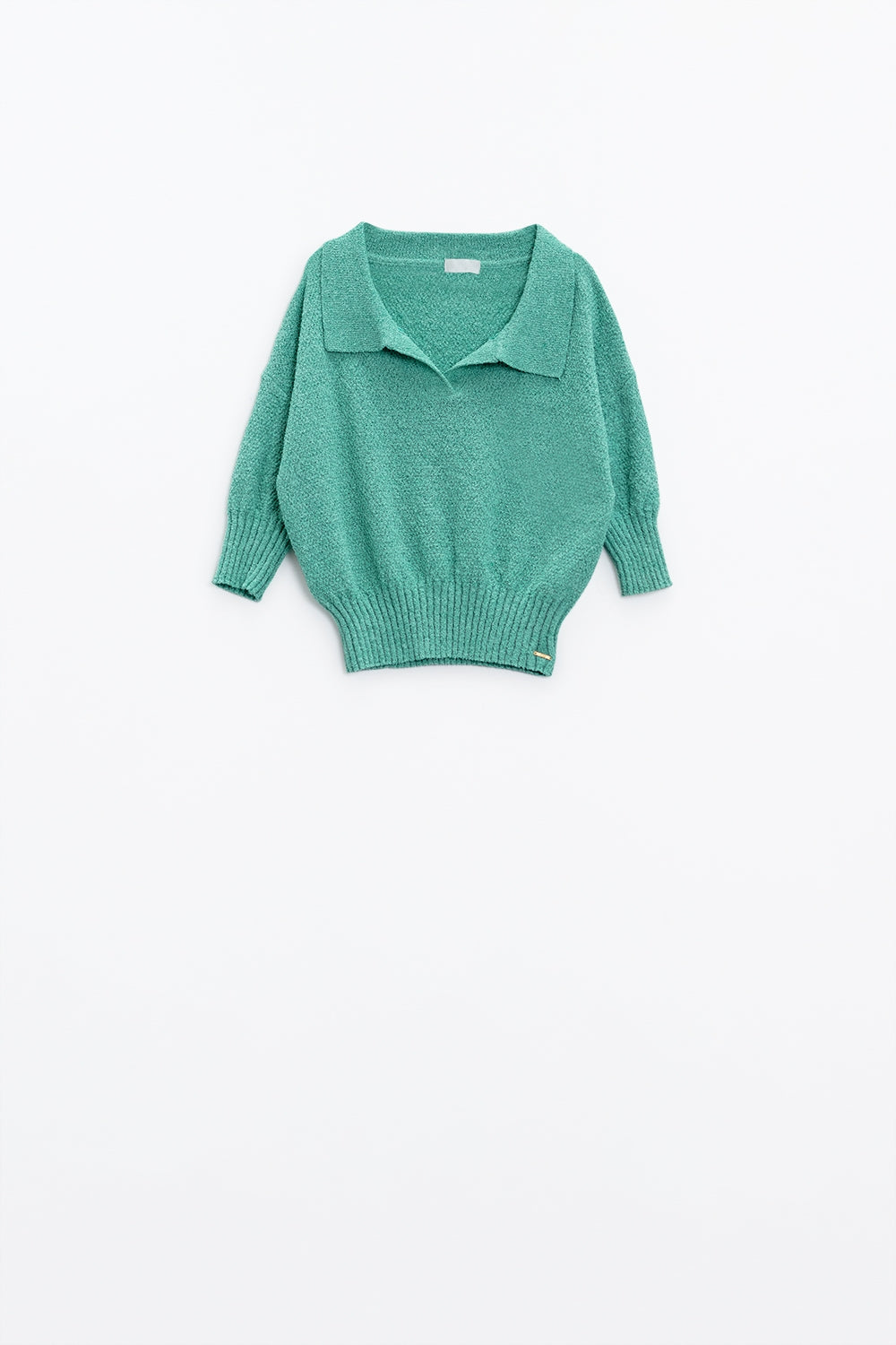 Pull vert à manches 3/4 et col polo