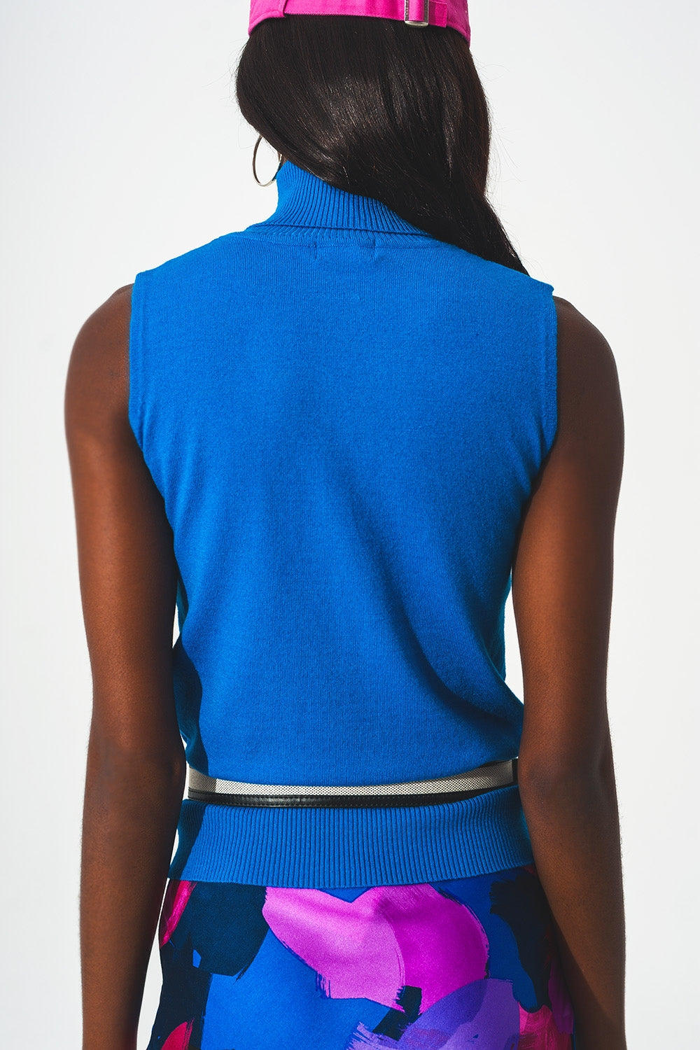 Pullover à débardeur en maille bleu