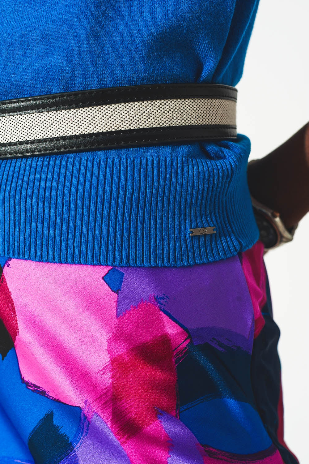 Pullover à débardeur en maille bleu