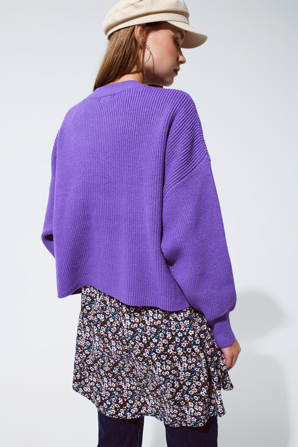 Pullover en tricot et ample de couleur violet
