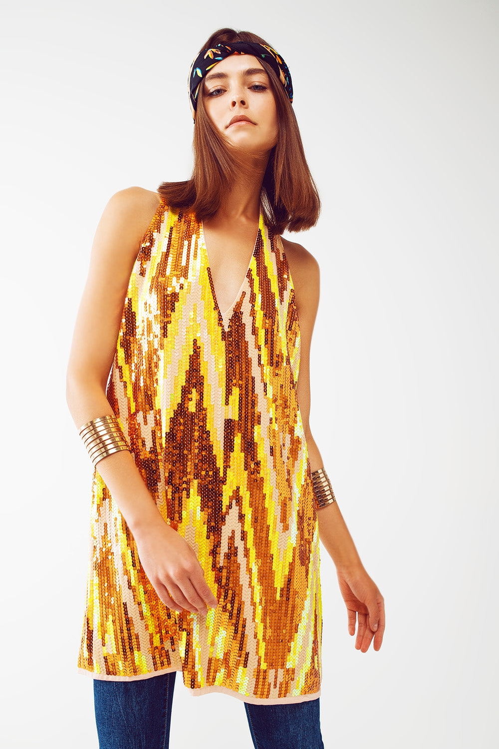 Robe courte de soirée avec paillettes