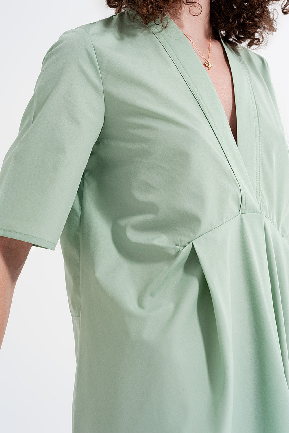 Robe courte taille empire verte