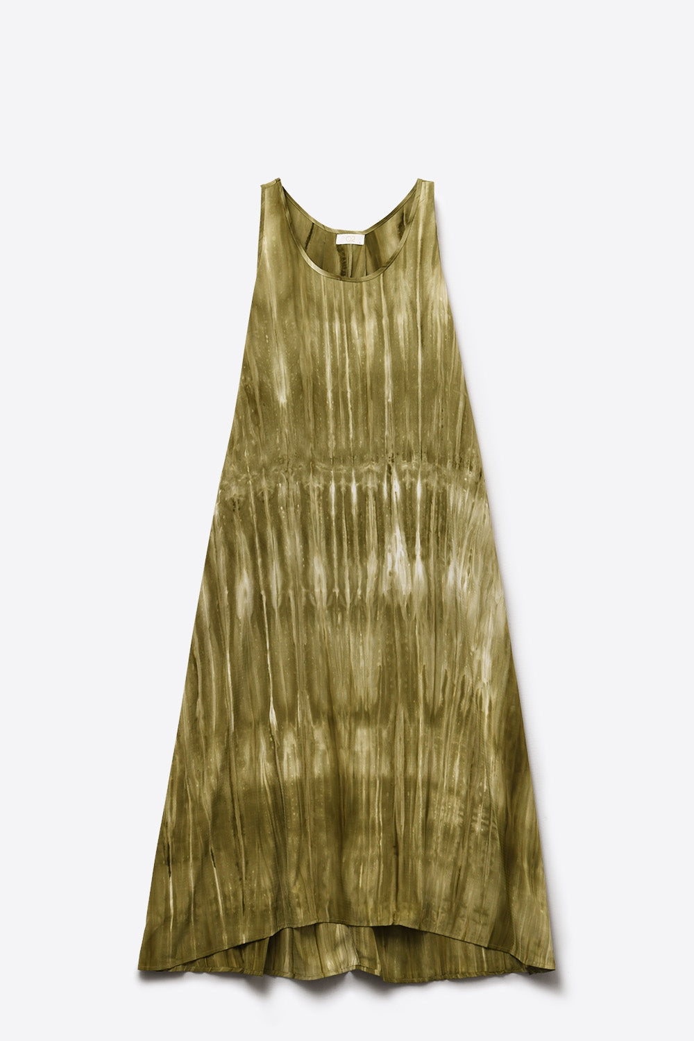 Robe décontractée boho en Kakhi Green Tie Dye en tissu de haute qualité