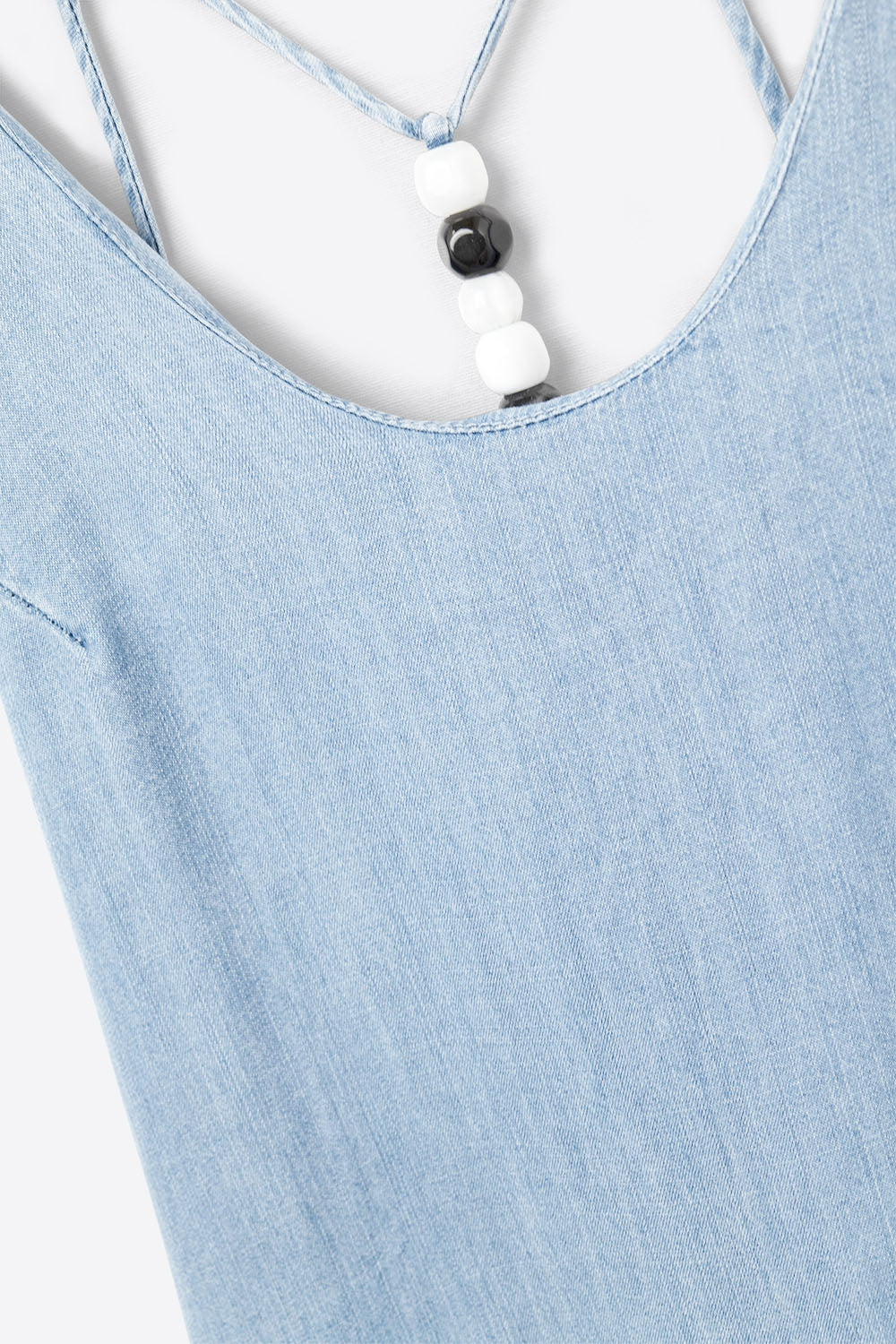 Robe en denim Tencel léger avec bretelles perlées