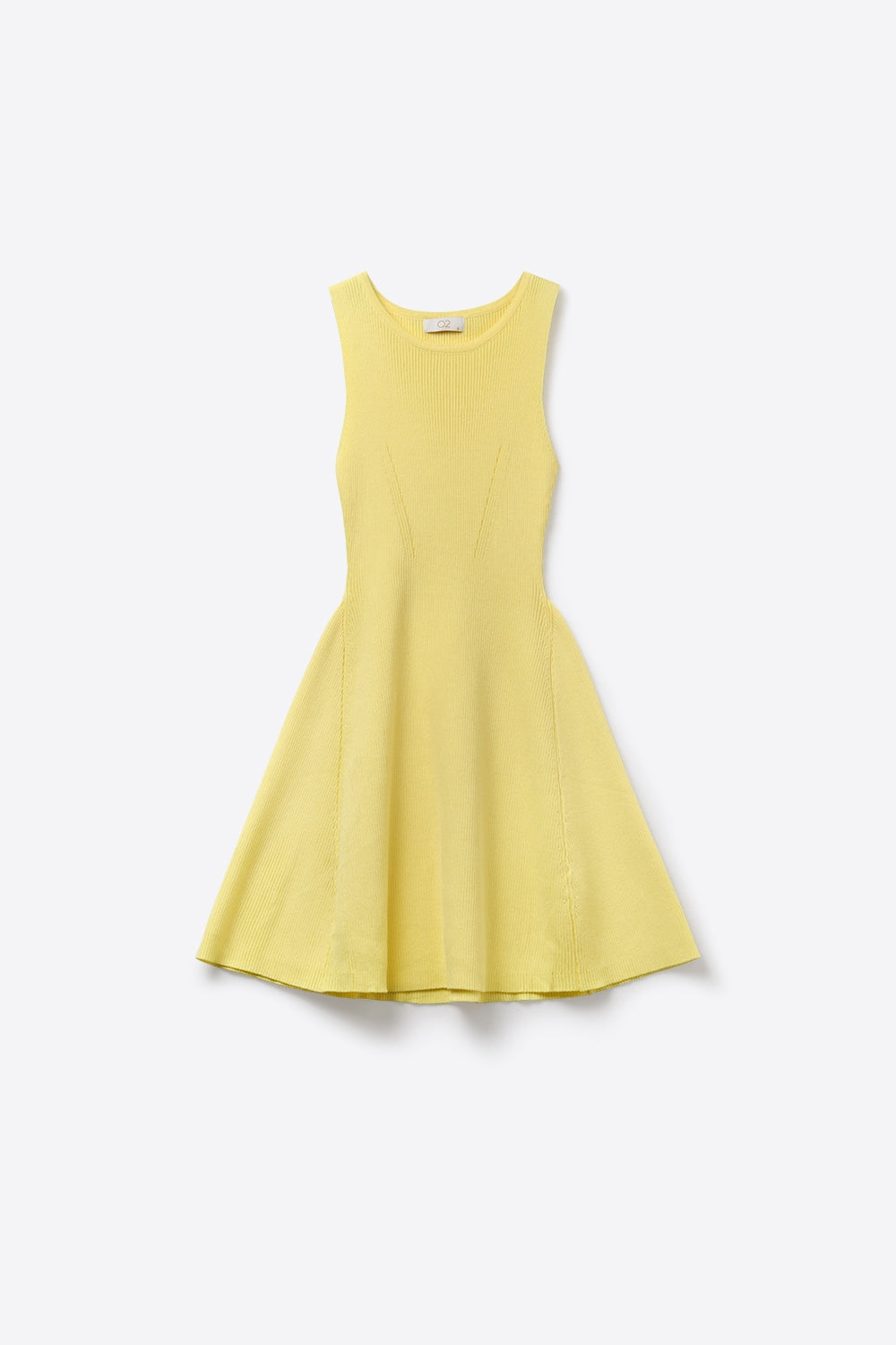 Robe évasée sans manches en tricot côtelé jaune