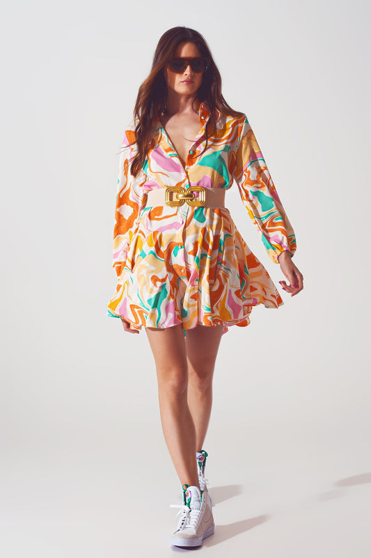Q2 Robe imprimée psychédélique en multicolore