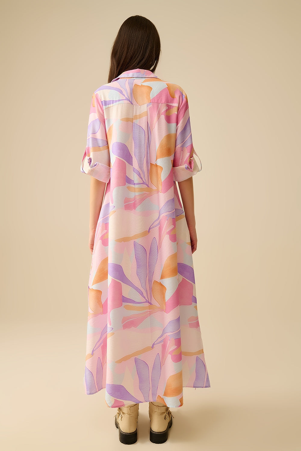 Robe longue à imprimé floral aquarelle pastel