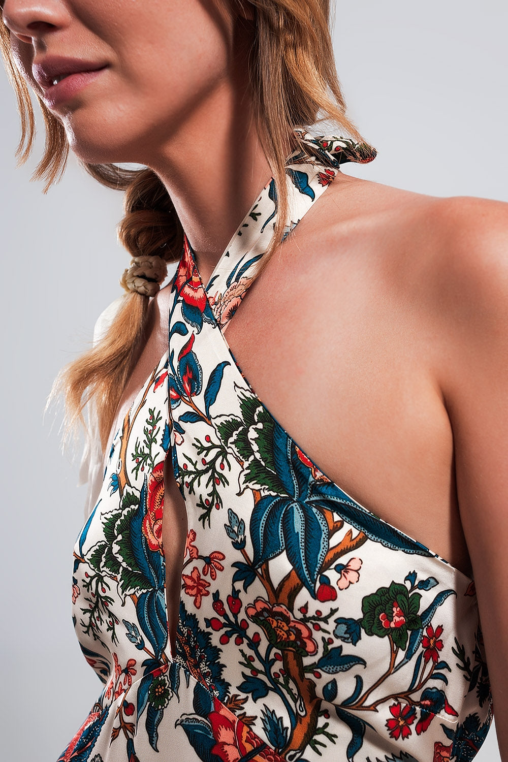 Robe longue avec motif cachemire en beige