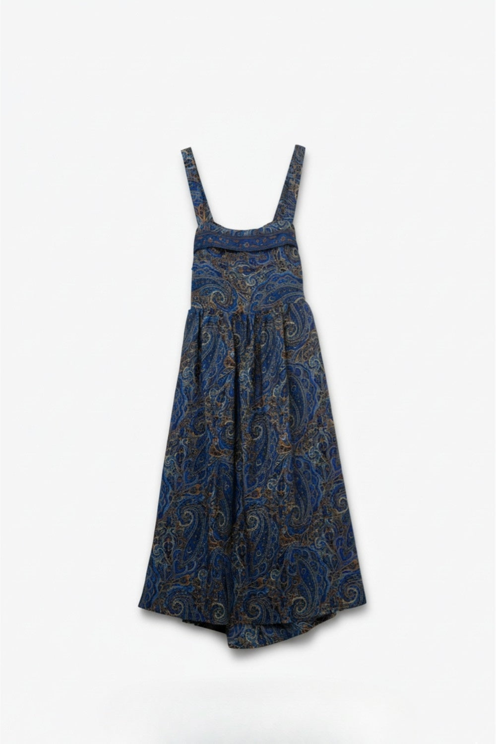 Q2 Robe midi bleue sans manches à imprimé abstrait