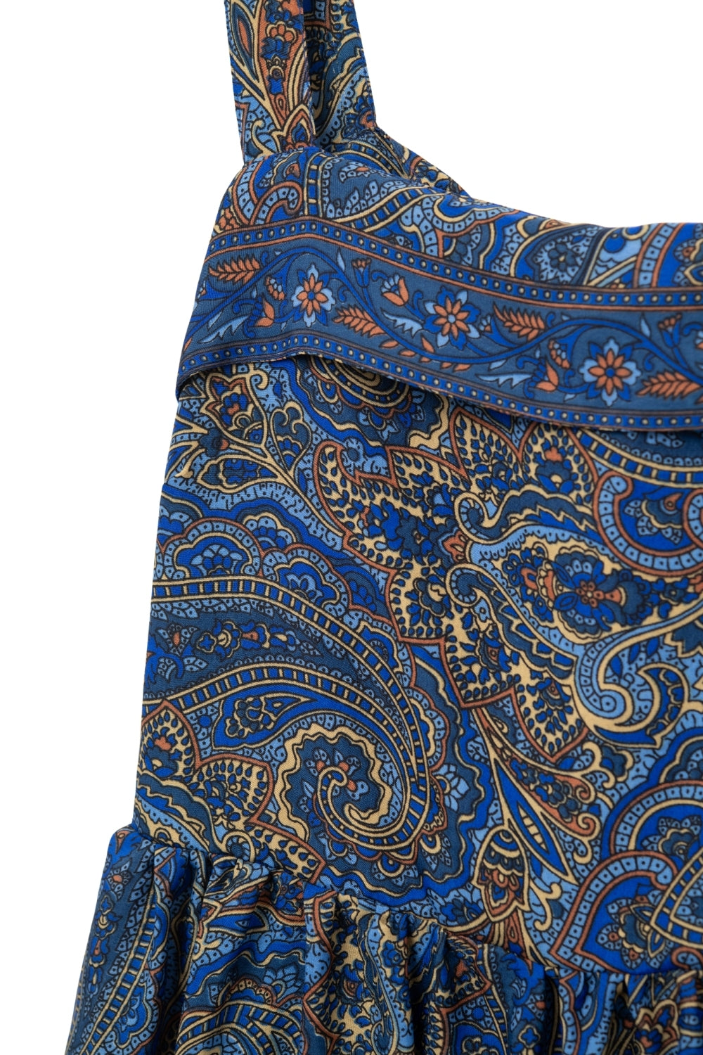Robe midi bleue sans manches à imprimé abstrait