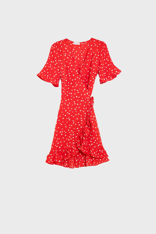 Q2 Robe mini à pois rouge