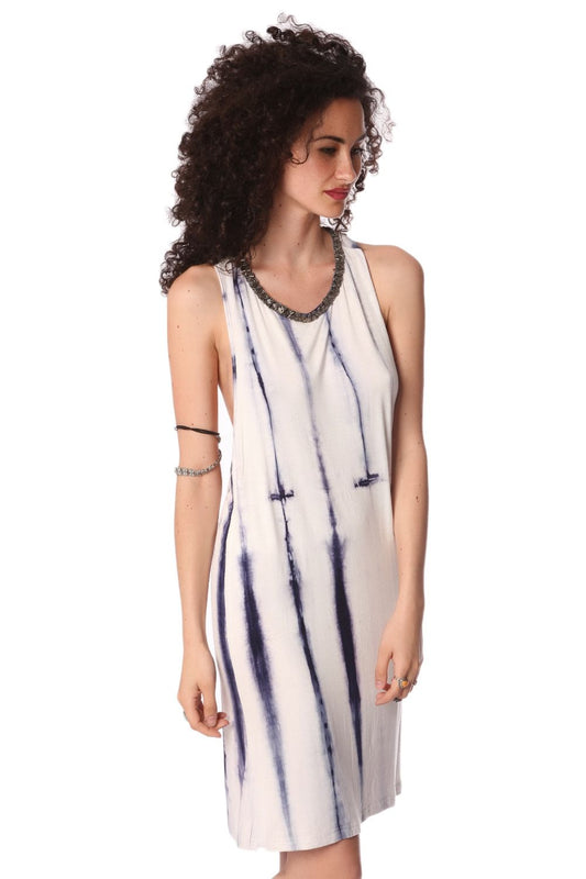 Q2 Robe nuisette effet tie-dye bleu