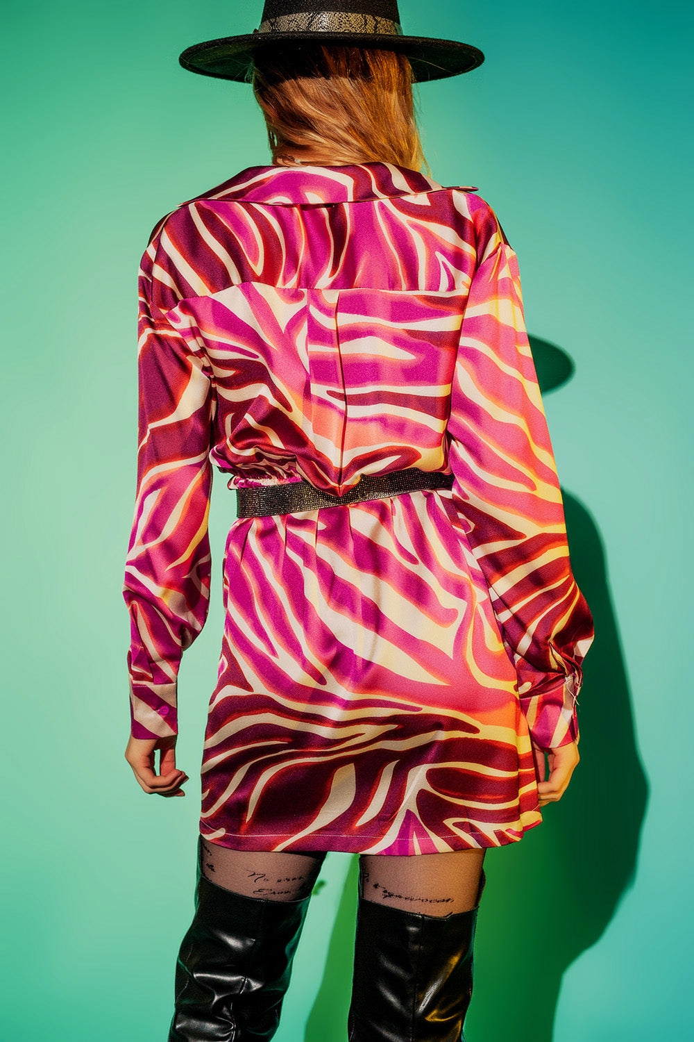 Robe party fuchsia à imprimé zébré