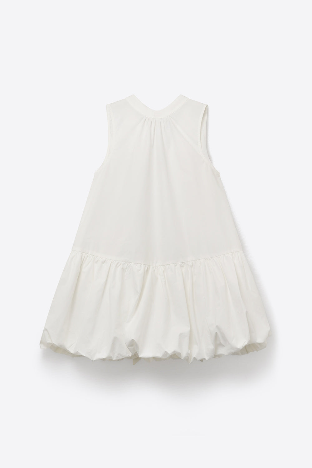 Robe sans manches en popeline blanche avec ourlet style ballon
