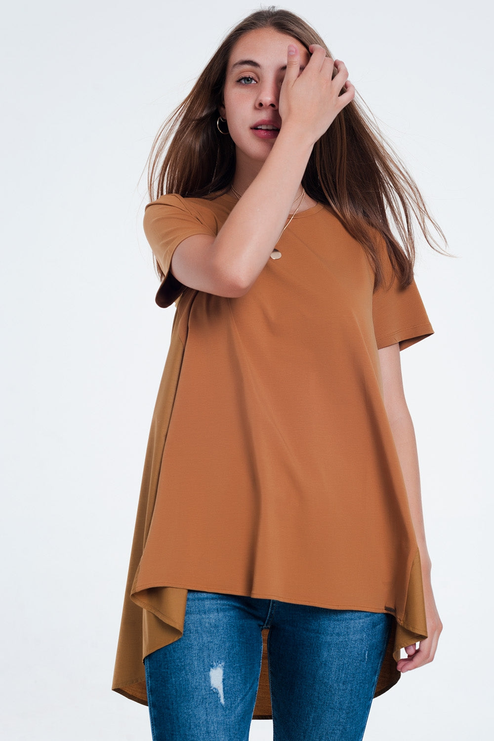 Robe t-shirt en marron