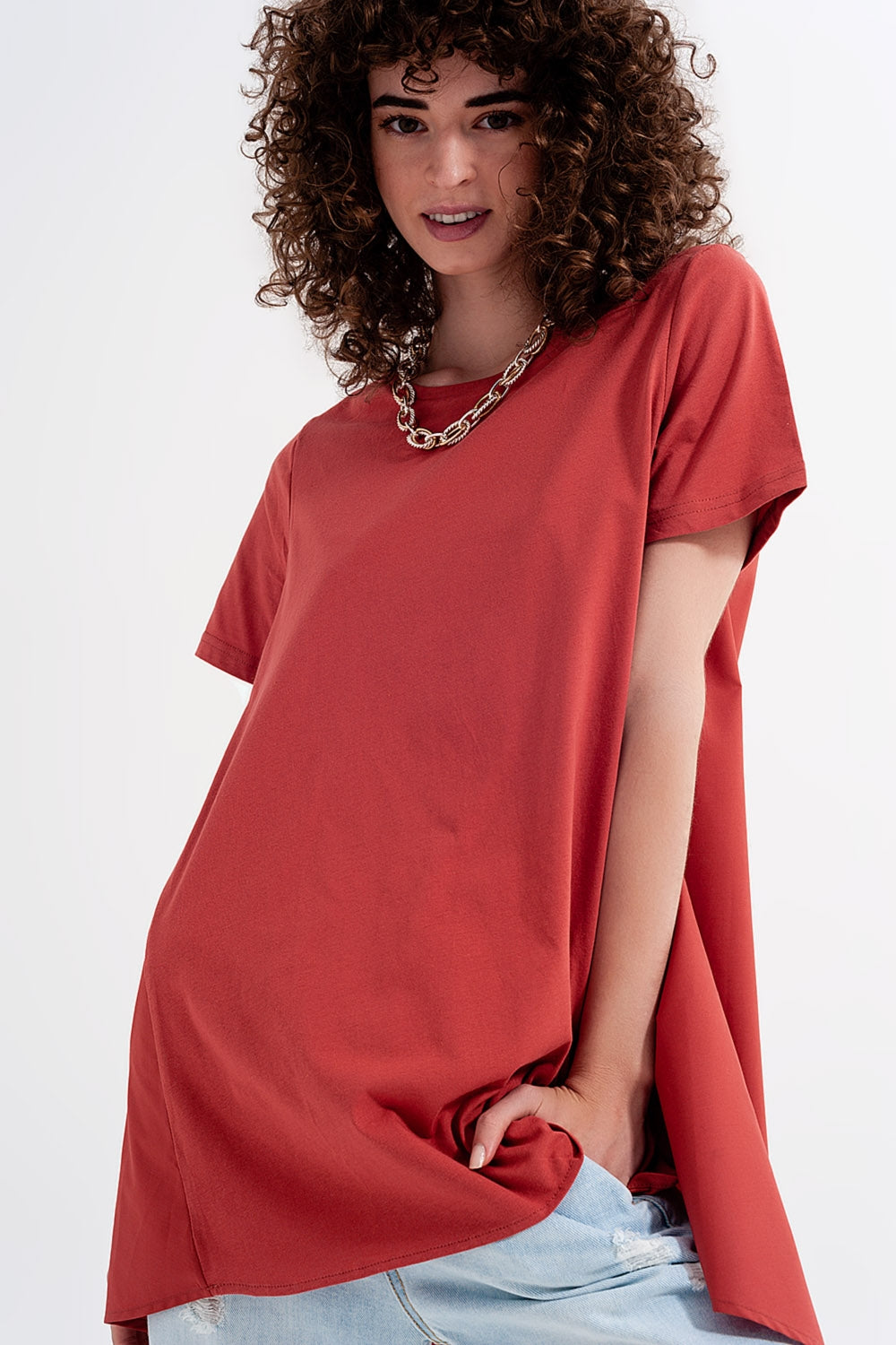 Robe T shirt en orange