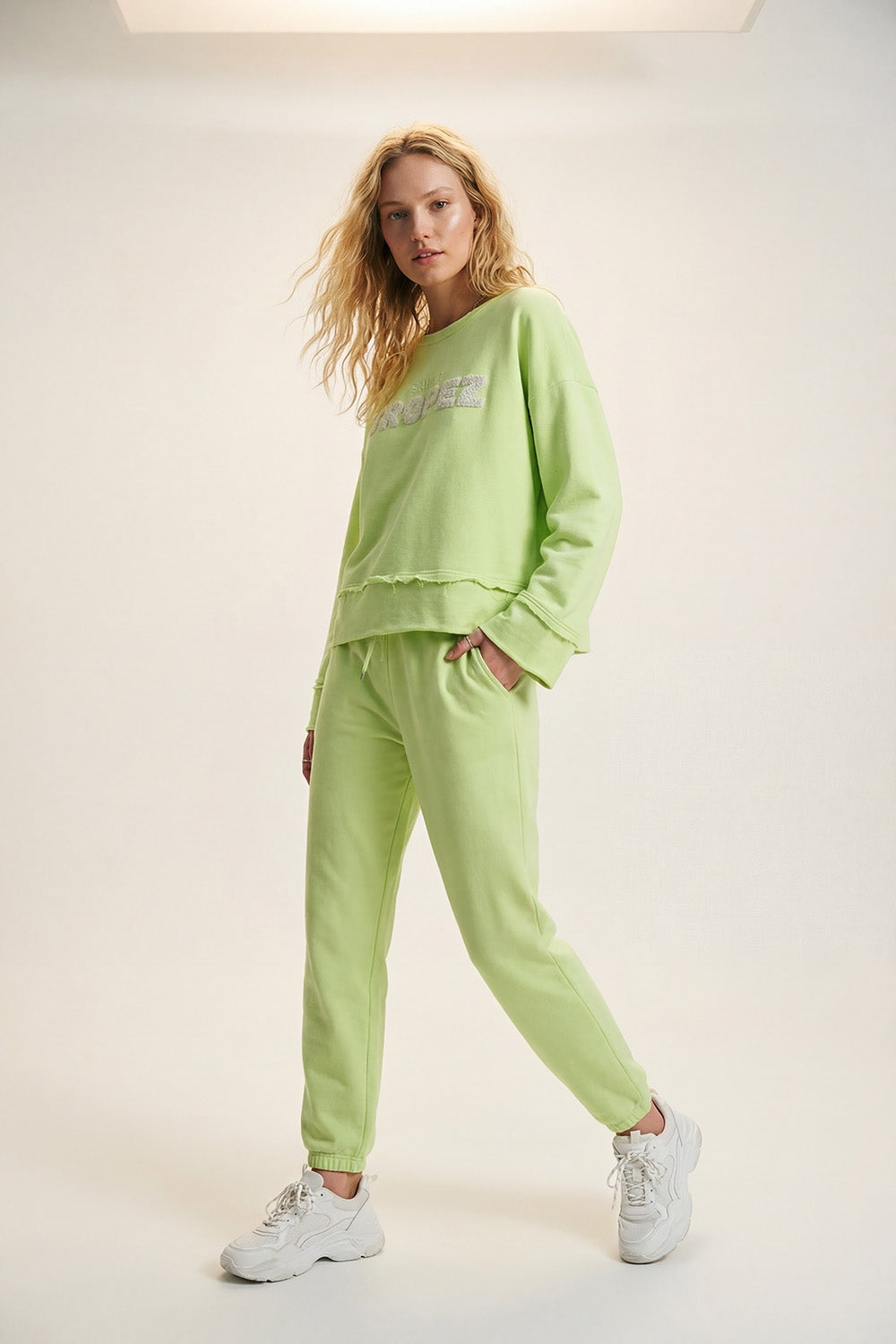Saint Tropez Sweatshirt brodé vert menthe