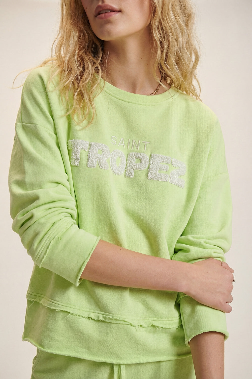 Saint Tropez Sweatshirt brodé vert menthe