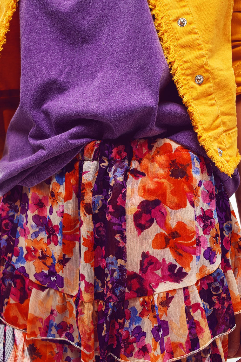Short avec ourlet à volants à imprimé fleuri