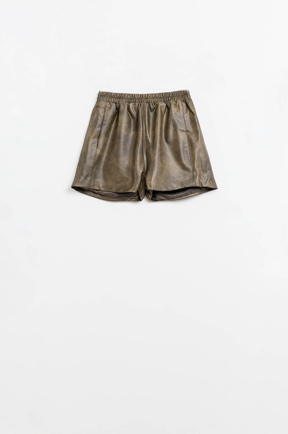 Short décontracté en faux cuir marron vintage