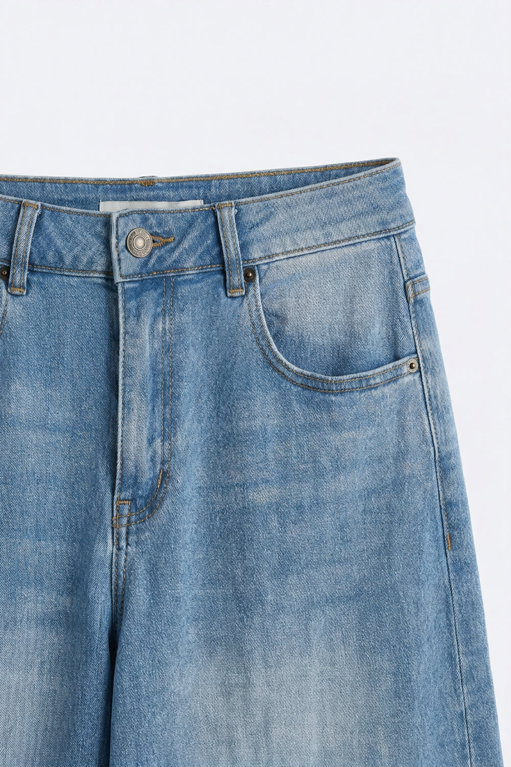 Short en jean Bermuda bleu clair à jambes larges longueur genou