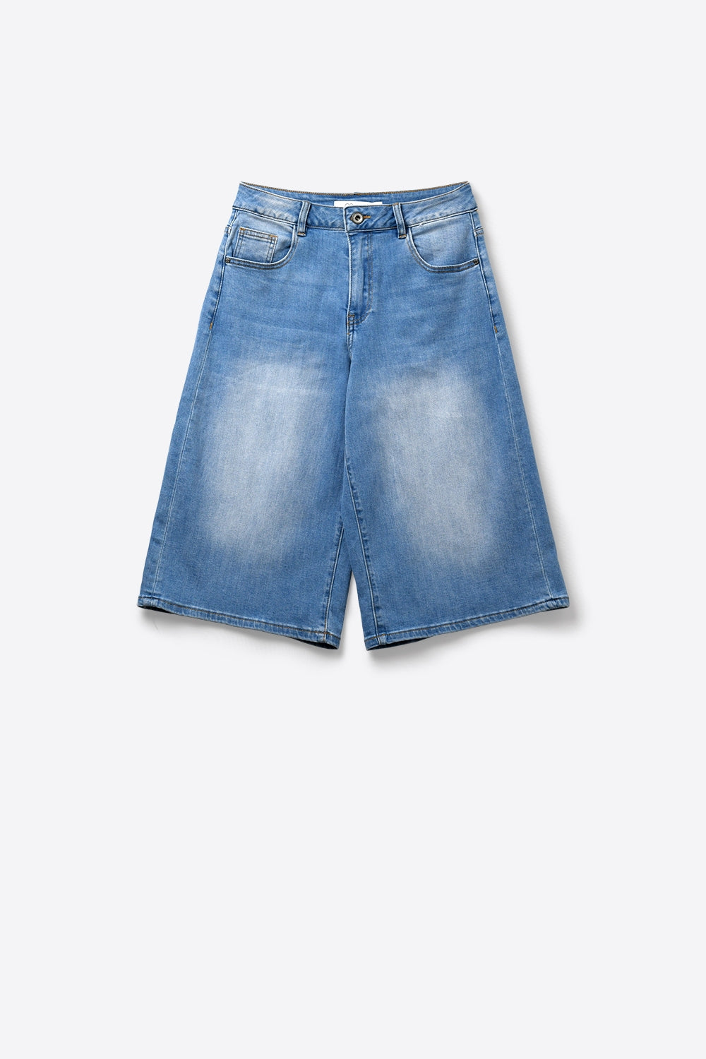 Short en jean Bermuda bleu clair à jambes larges longueur genou