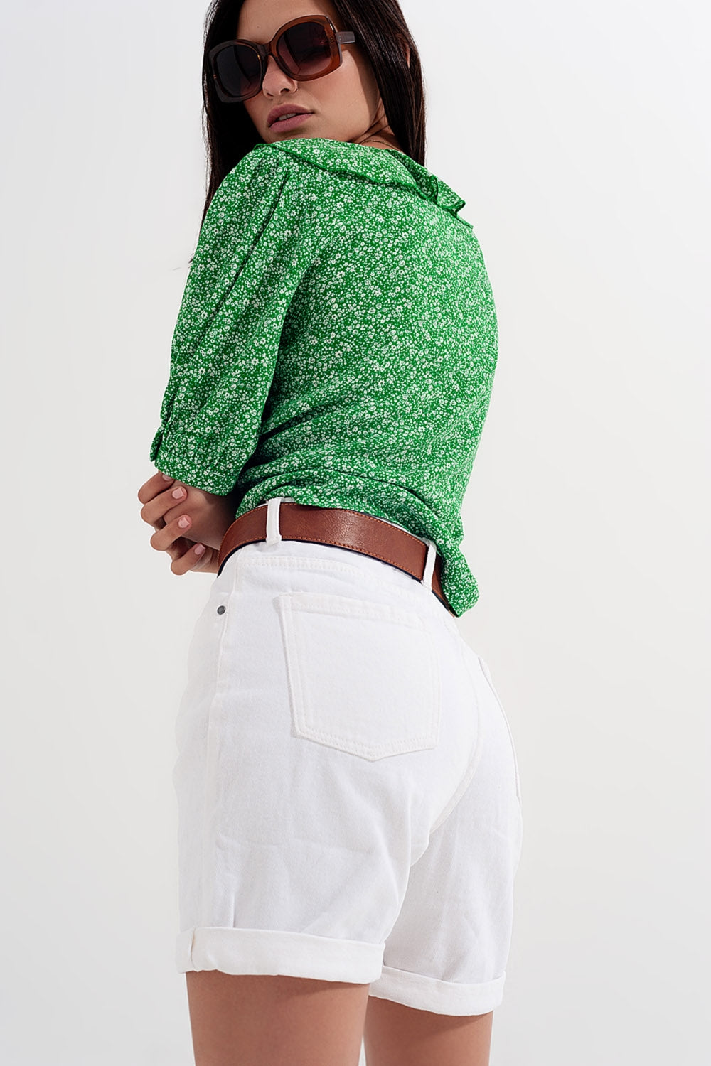 Short mom en jean Blanc