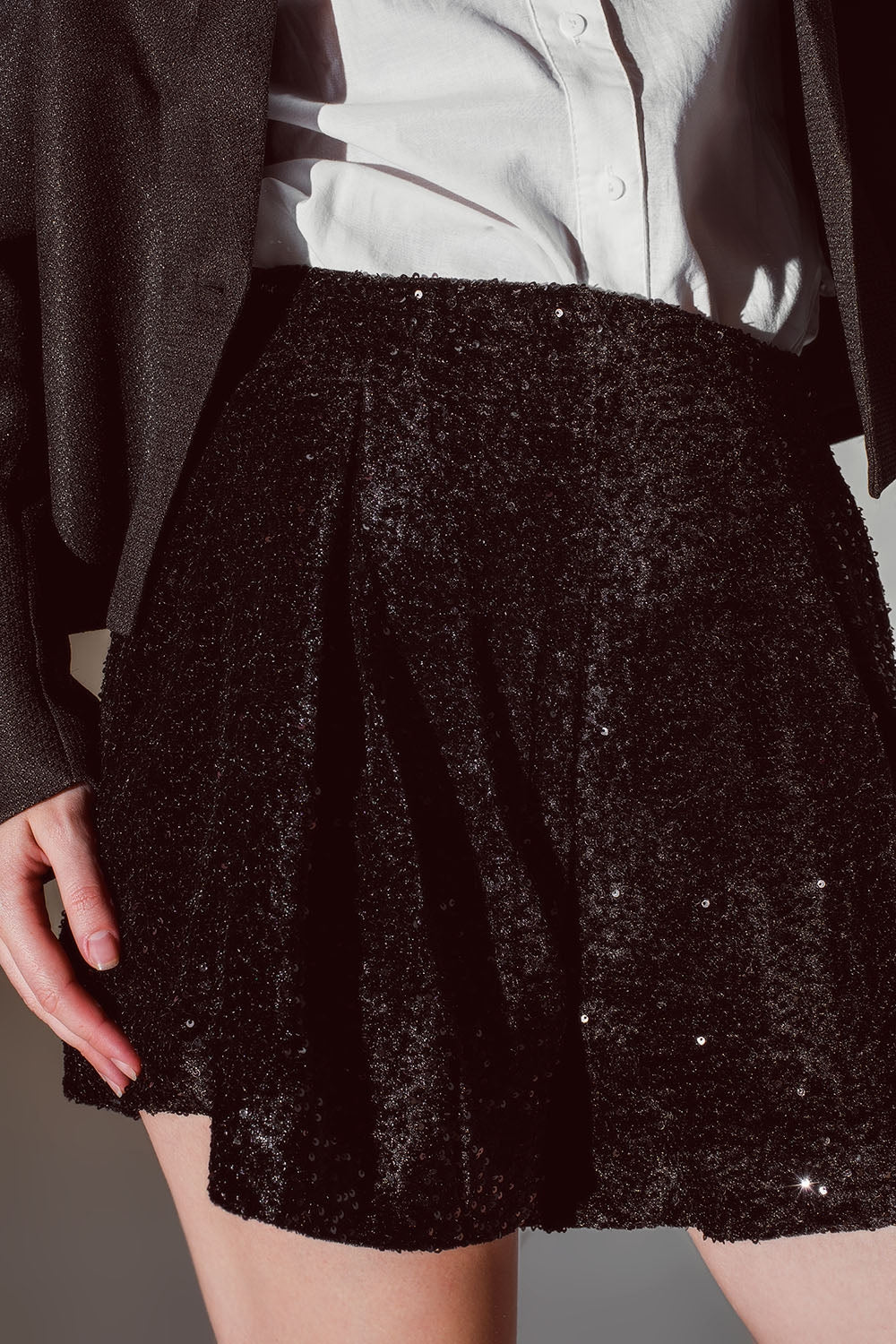 Short Sequins à Paillettes Noir