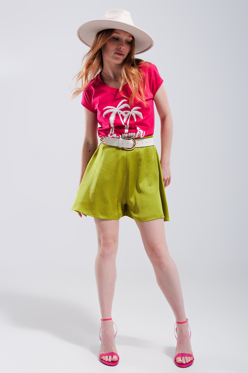 Summer Vibes T shirt à imprimé fuchsia