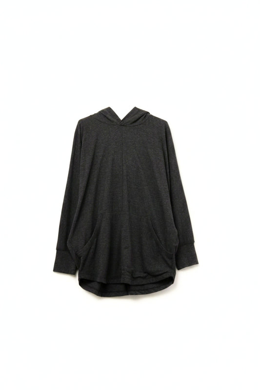 Q2 Sweat à capuche surdimensionné gris foncé avec poche frontale