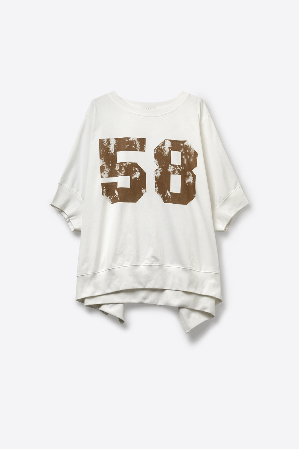 Sweat blanc oversize avec imprimé numéro marron