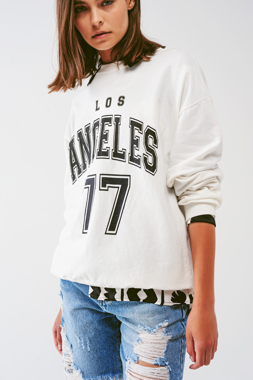 Sweat oversize avec texte Los Angeles en blanc
