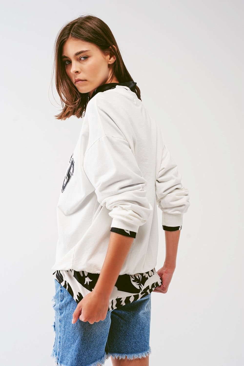 Sweat oversize avec texte Los Angeles en blanc