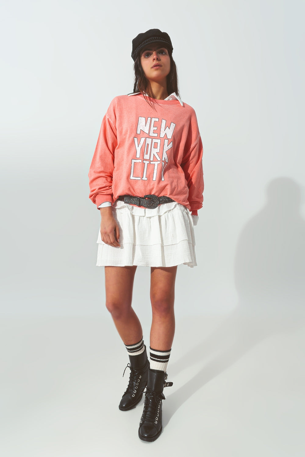 Sweat shirt avec un texte New York City en Coral