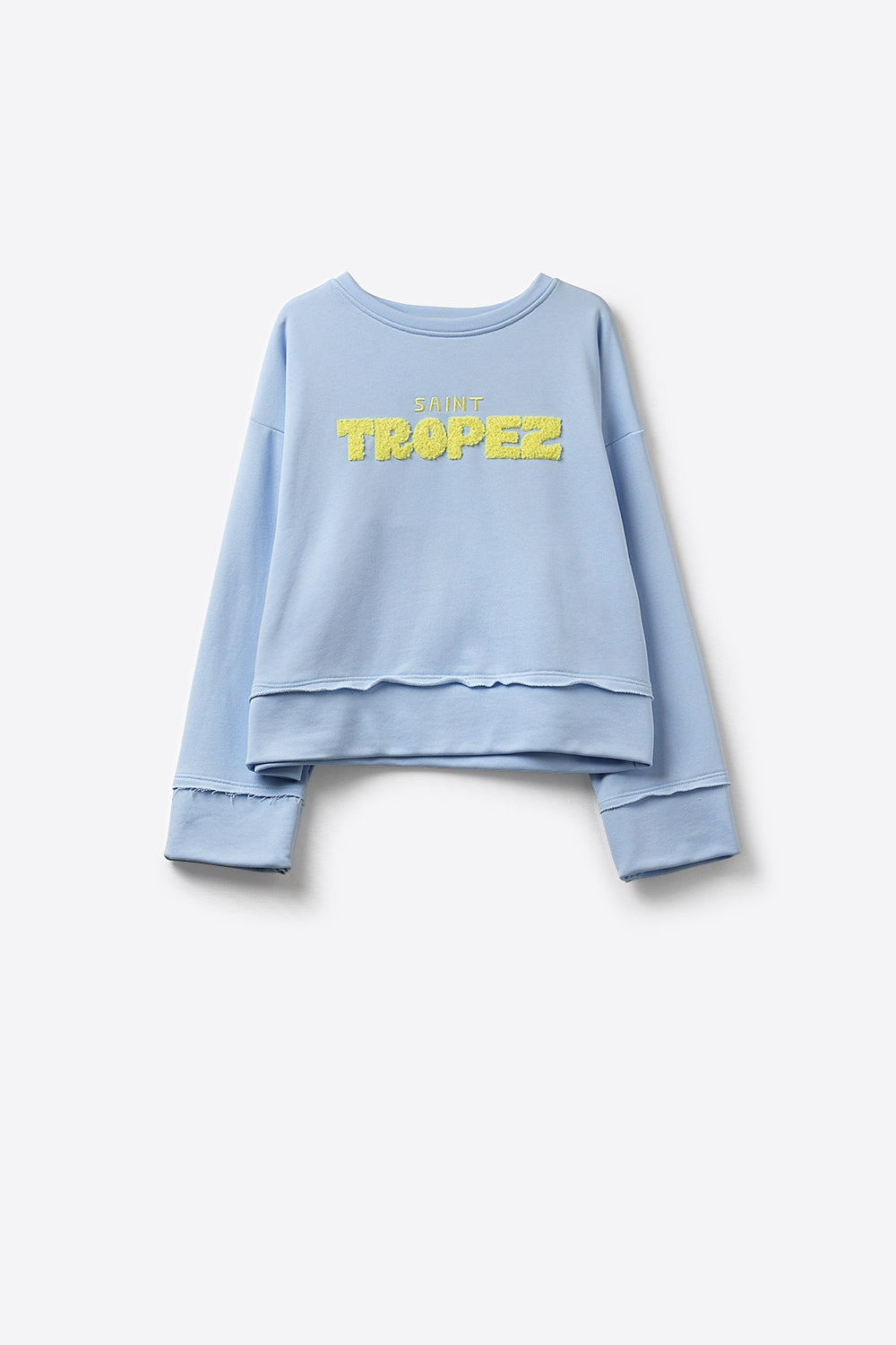 Sweat-shirt bleu bébé brodé Saint-Tropez