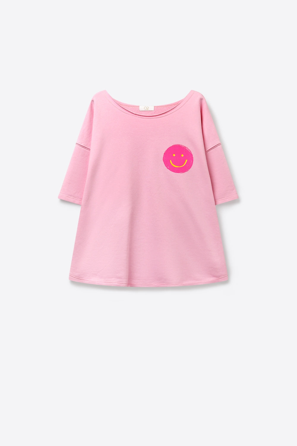 Sweat-shirt en coton rose à coupe décontractée avec détail Smiley