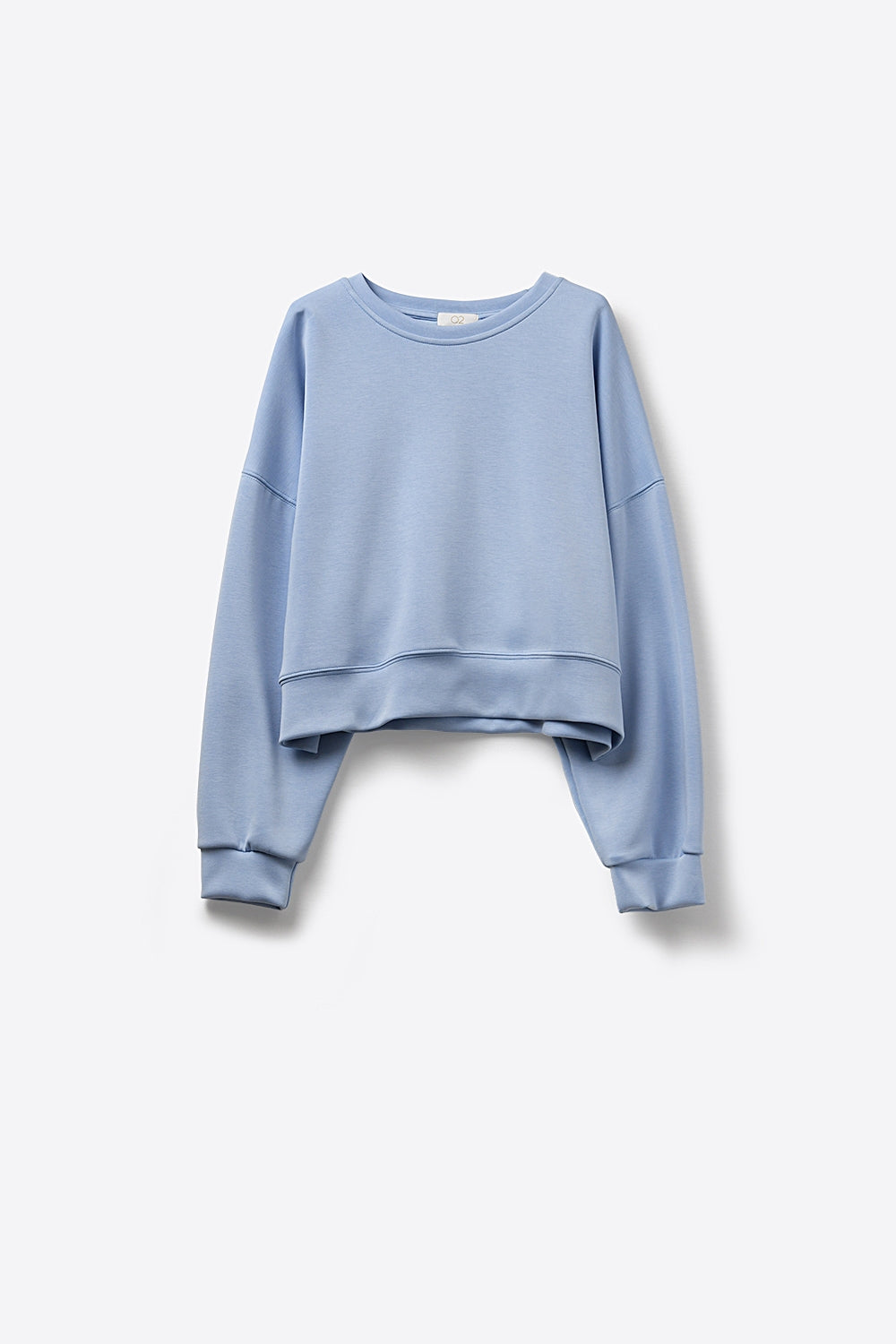 Sweatshirt basique à col ras du cou et épaules tombantes en bleu