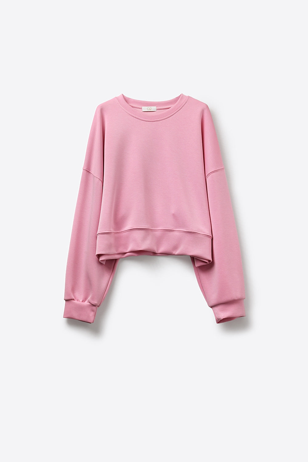 Sweatshirt basique à col ras du cou et épaules tombantes en rose