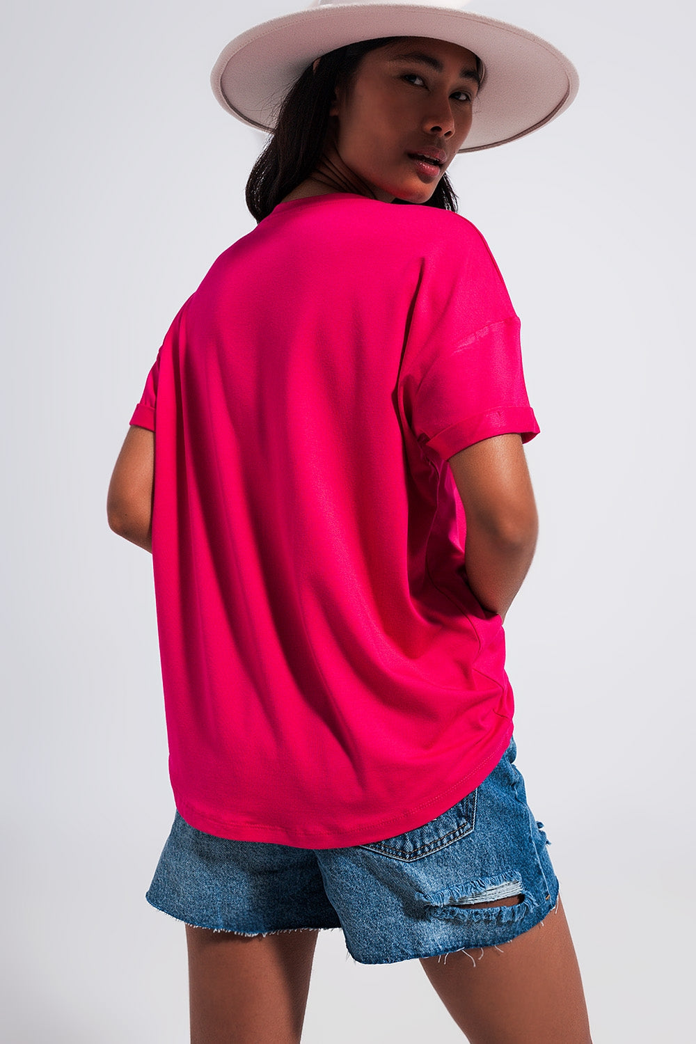 T shirt à inscription Good Vibes fuchsia