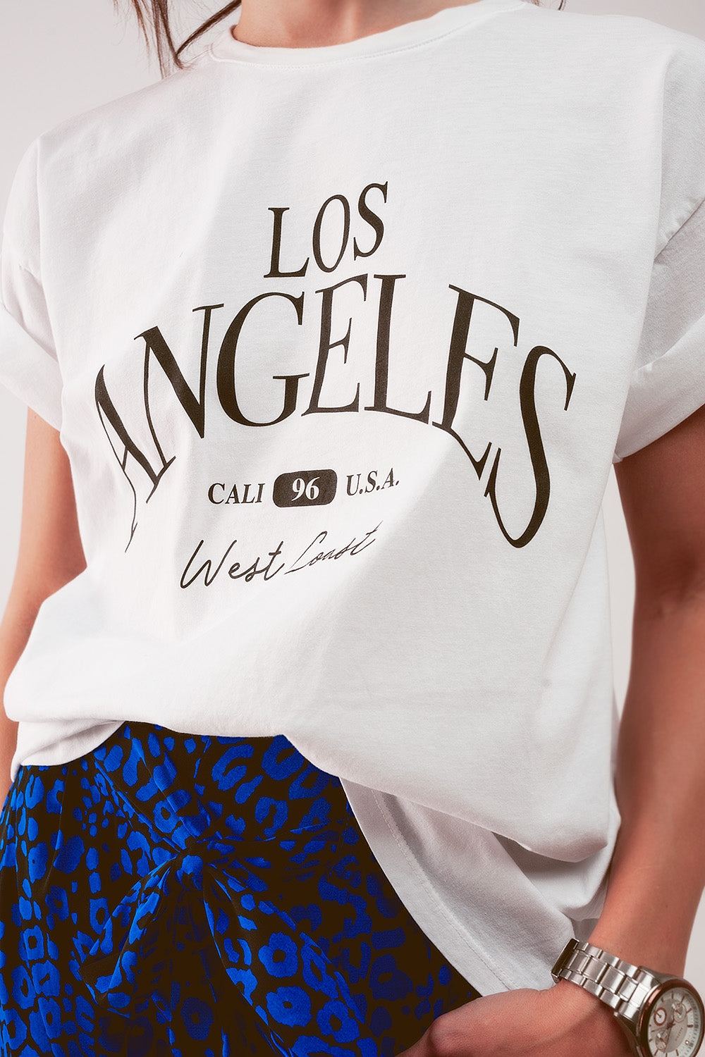 T shirt à inscription Los Angeles blanche